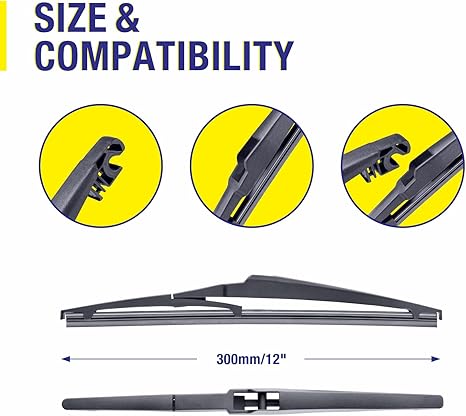 12" Rear Wiper Blades Replacement For TOYOTA RAV4 2023-2019,2012-2001, Highlander 2019-2001,Land Cruiser 2019-2013,2011-2008, Yaris 2019,11-06 Venza 14-09, BACK Windshield Wiper Blades(12-A) - Image 5