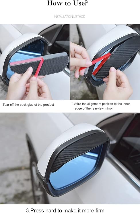Pincuttee Mirror Rain Visor Eyebrow, Side Mirror Rain Guards, Covers for Car Uniservial Fit - Image 2