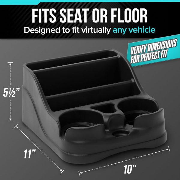 Small Center Console for Cars, Trucks, Minivans, SUVs, Vehicle Organizer, Cup Holders, Recycled Plastic - Image 2
