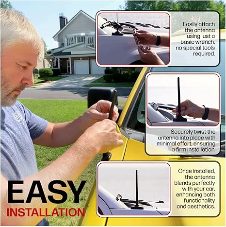 Votex Black Short Rubber 6 3/4 Inch Universal Antenna Kit - Car Wash Proof, Easy Setup - Image 5