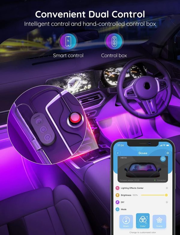 Govee Car LED Lights, Smart Interior Lights with App Control, RGB Inside Car Lights - Image 3