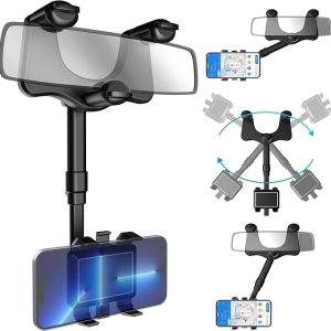 SXhyf Rear View Mirror Phone Holder, 2023 Rotatable and Retractable