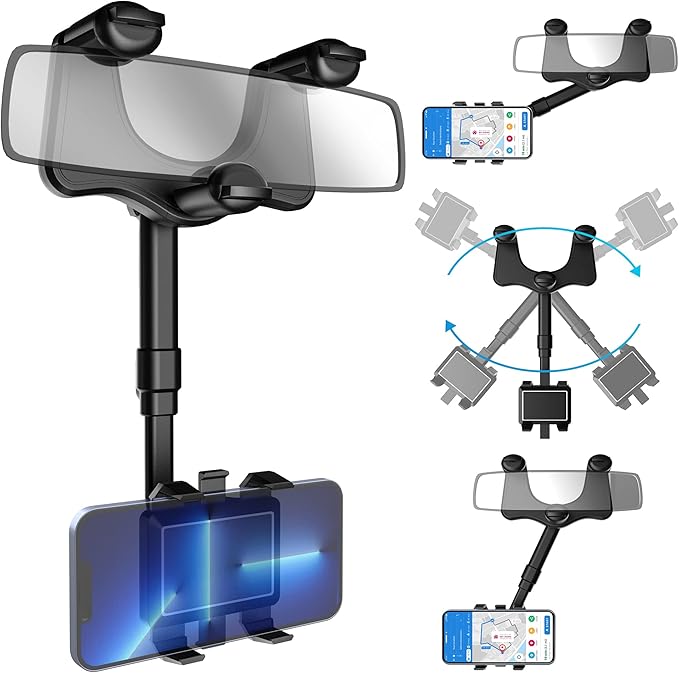 SXhyf Rear View Mirror Phone Holder, 2023 Rotatable and Retractable