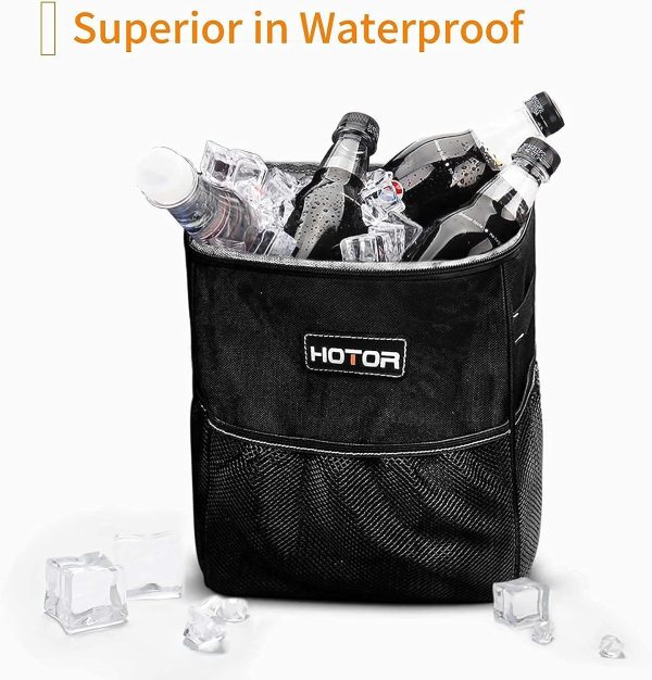 HOTOR Car Trash Can with Lid and Storage Pockets - Image 2
