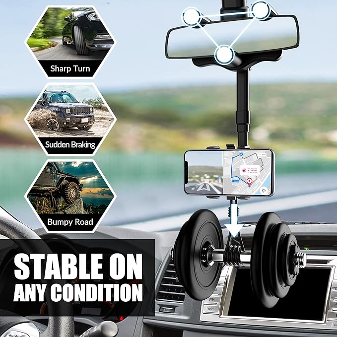 SXhyf Rear View Mirror Phone Holder, 2023 Rotatable and Retractable - Image 5