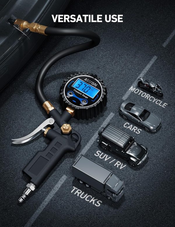 AstroAI Digital Tire Pressure Gauge with Inflator, 250 PSI Air Chuck & Compressor Accessories - Image 3